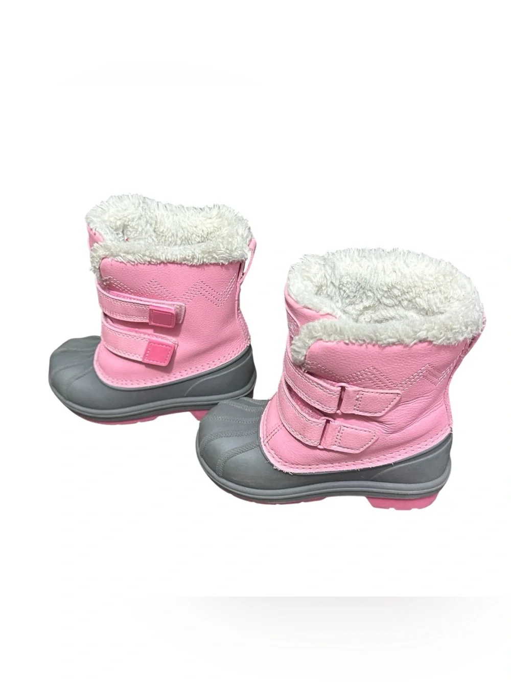 Cat & Jack Girls Pink Gray Faux Fur Winter Snow Boots Size 8 Toddler